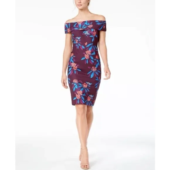 calvin klein floral off the shoulder dress Calvin Klein Women's Dress Ruffled Off The